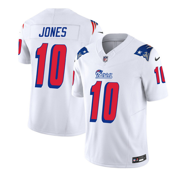 Men's New England Patriots #10 Mac Jones White 2023 F.U.S.E. Vapor Limited Football Stitched Jersey